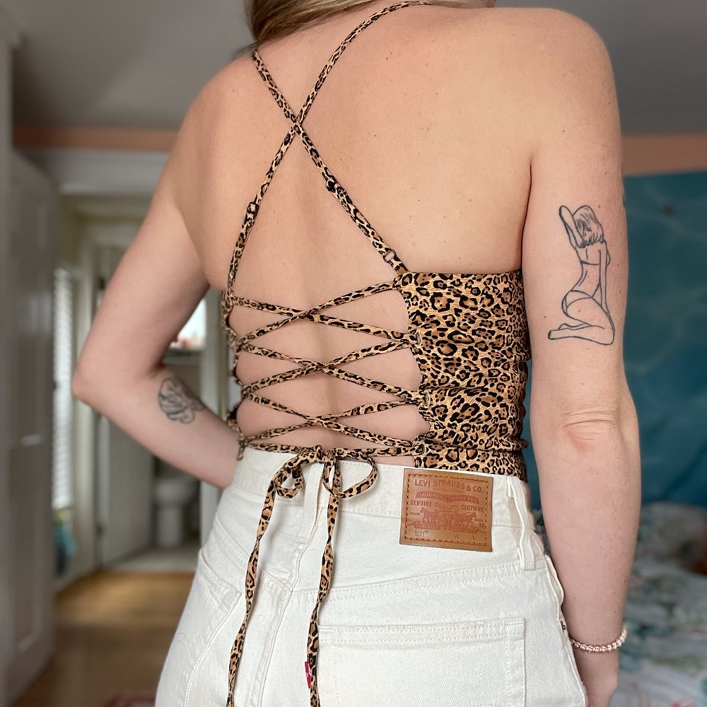 UO leopard lace back top